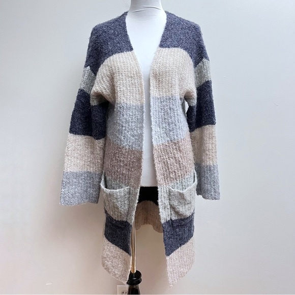 Pepin Anthropologie Alpaca Wool Blend Colorblock Open Front Cardigan Small - Picture 2 of 9